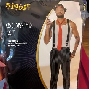 Spirit Mobster Costume with Red Tie and Black Stripes- Large